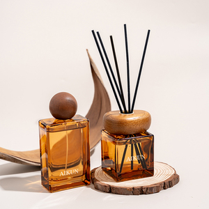 Aikun Low MOQ Fast Turn Ecommerce XL Tall Glass <b>Reed</b> <b>Diffuser</b> Set Gold Foil Logo Beige Box Any Scent Long Lasting for Home - Product Image 4
