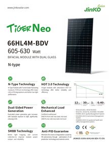 Jinko 620W Zonnepaneel Module Jinko N Type 620W 625 W 630W 635W 625 Watt Bifacial Module Met Dubbele Glazen Zonnepanelen - Product Image 3