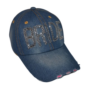 Bling Sporty 5-Panel Baseball <b>Cap</b> for <b>Women</b> & Girls Custom Logo Rhinestone Embellished Distressed Denim Casual Gift - Product Image 4