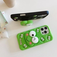 Coque de téléphone portable en silicone souple antichoc avec support grenouille 3D mignonne et décorations intégrées pour iPhone 14 13 12 11