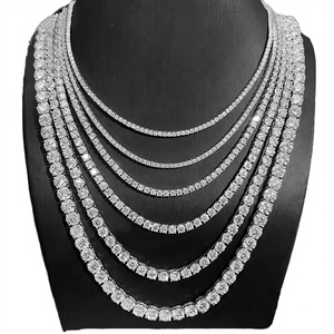 Cadena de tenis de moda de plata 925 con moissanita de corte brillante redondo de 2-6.5mm, color D, para boda, joyería fina - Product Image 1