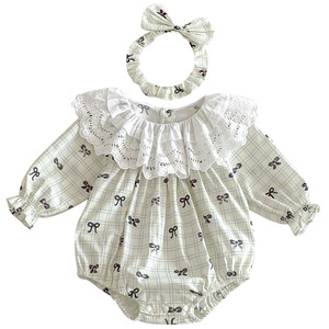 <span class=keywords><strong>Elegante</strong></span> Tutina per Neonata con Colletto in Pizzo e Maniche Lunghe, con Fascia per Capelli con Fiocco, per Bambine, per Uso Quotidiano, Feste e Vacanze - Product Image 5