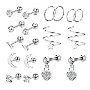 Yw 18 Stks/set Lot 316L Rvs Neus Ring Set Lip Labret Tong Piercings Lot 16G Wenkbrauw Oor Helix piercing Sieraden - Product Image 3