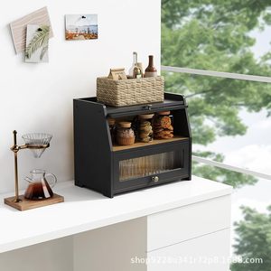 Boîte à pain en bambou double couche avec fenêtre transparente pour comptoir de cuisine, idéale pour le rangement des fruits et pâtisseries - Product Image 2