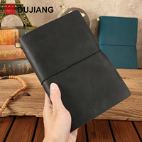Cuaderno Retro con Cubierta de Cuero Vacuno de Primera Capa, Diario de Viaje Nostálgico, Carpeta Multifuncional de Hojas Sueltas, Encuadernado Cosido con Hilo, Páginas Rayadas