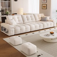 Canapé d'angle blanc de haute qualité pour salon, avec coussins épais et doux, style crème