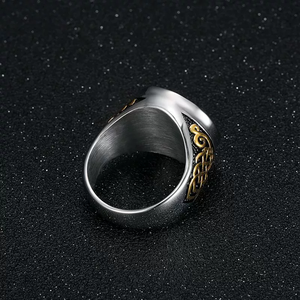 Moda PVD Ouro Aço Inoxidável Permernent Vintage Tarnish Free St. George Dragon Slayer Anel dos homens Punk Jóias para Homens Homem - Product Image 4