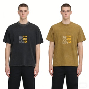 Fabricantes de ropa estampan camisetas de algodón Terry con efecto desgastado para hombre, nueva colección de verano. - Product Image 2