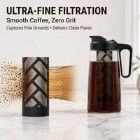 Ensemble cadeau de Noël en gros : Cafetière à infusion froide avec 2 tasses à rayures verticales, carafe à café Tritan de 2000 ml avec filtre en acier inoxydable 304