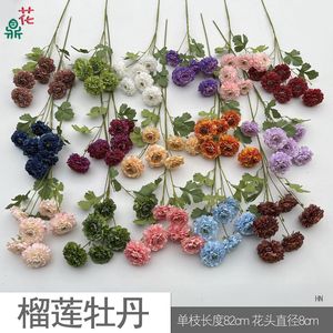 Fleurs artificielles de pivoine Hua Ding à 6 têtes en soie pour décoration de mariage, chemin de table et arrangement de salon - Product Image 5