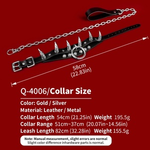 FUNSM Leather Collar with Spike BDSM Bondage Kit Sexy Collar and Leash Fetish Sex <b>Toys</b> Collar <b>for</b> <b>Men</b> Women - Product Image 3