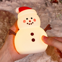 Lampe LED rechargeable en forme de bonhomme de neige de Noël, contrôle tactile, luminosité réglable, pour chambre d'enfant, veilleuse USB, décoration de Noël