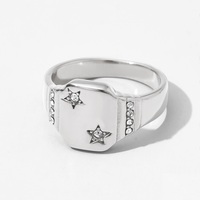 Fashion Minimalist Engraved Moon Star Passt Eternity Band Ringe 18 Karat vergoldete Edelstahl ringe für Damen schmuck an