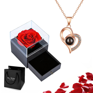 Dropshipping Shopify Fulfillment Agent 2026 Romantic Luxury Immortal Flower Rose <b>Jewelry</b> Box with I Love You Necklace - Product Image 2