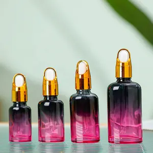 Botellas con cuentagotas de vidrio para cosméticos, botellas con pipeta personalizadas con gradiente único de lujo, 30 ml, 1oz, 50ml, 2 oz