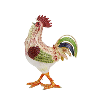 SHINNYGIFTS Cadeau du Nouvel An Figurine de Coq en Métal Peinte Ornement de Bureau Feng Shui
