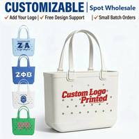 Sac de plage en EVA personnalisé avec lettres grecques, sac fourre-tout en caoutchouc avec logo imprimé sur mesure, grand sac de plage d'été imperméable pour femmes