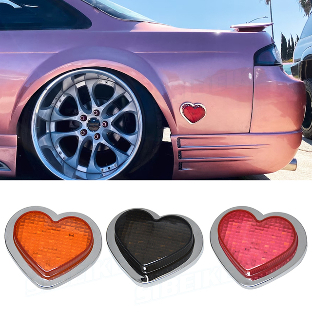 12V Girls Big Heart-Shaped Led Pink Heart Indicator Lights Turn Signal Light Led Side Marker Signal Light