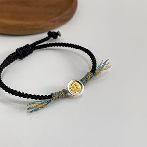 Pulsera trenzada de plata de ley S925 para mujer, materiales mixtos, tejido de estilo chino, uso diario - Product Image 3