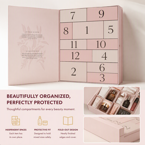 Cajas de cartón verdes plegables y planas para envíos, reciclables, personalizadas, tipo calendario de Adviento, para logística de tiendas en línea. - Product Image 4