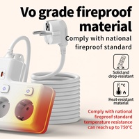 Multiprise EU 4 prises avec station de charge USB 20W PD, 1 USB-A, 1 USB-C, prise flexible pivotante à 180°, IP22, 10A