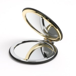 Portable Modern Round Freeform Stainless Steel Gold Double-Sided Folding Cosmetic Mirror Lighting 1x Magnification Beauty Care