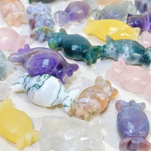 Wholesale Natural Crystal Carving Crafts Product Polished Flower Agate Mixed Sweet Candy For Gift Children