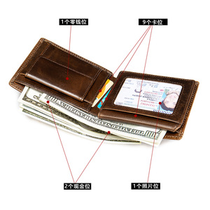 กระเป๋าสตางค์หนังวัวแท้ Andong สำหรับผู้ชาย ป้องกัน RFID  แบบหลายช่องใส่ของ ดีไซน์ย้อนยุค  กระเป๋าใส่เหรียญอเนกประสงค์ - Product Image 3