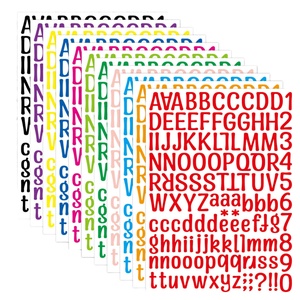 Autocollants en papier alphabet scintillants écologiques, imperméables, lettres imprimées numériquement, vernissage mat, taille personnalisée - Product Image 1