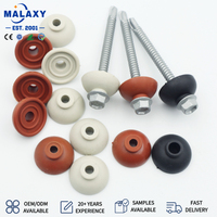 Rondelle parapluie MALAXY EPDM M6-M8 avec couvercle en acier inoxydable, rondelle d'étanchéité noire pour toiture en tuiles de résine, rondelle parapluie EPDM