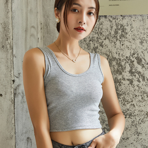 Geraffte Tanktops für Damen: Dünne, groß<span class=keywords><strong>e</strong></span> Größen, schmal geschnitten, Vintage-Polyester, als Unterwäsche, Anti-Exposition, vielseitige Basisschicht - Product Image 3