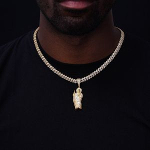 จี้พระนักบุญยูดา ดีไซน์สวยสะดุดตา สไตล์ฮิปฮอป หรูหราสำหรับผู้ชาย ชุบทองคำแท้ 14K ประดับเพชรซิคอนเกรด 5A บนตัวเรือนทองเหลือง - Product Image 3