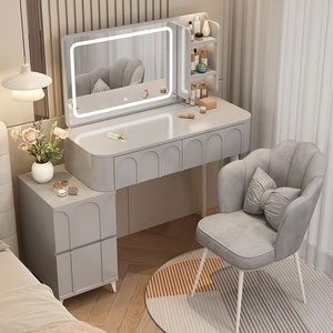 Smart Bedroom Furniture Modern Simple Multi-functional Princess <b>Dressing</b> Makeup <b>Table</b> With Side Cabinet <b>Vanity</b> Smart <b>Mirror</b> - Product Image 6