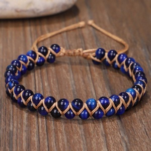 Bracelet personnalisé en macramé de style rétro pour enfants, en pierre naturelle de qualité supérieure, grenat, avec logo personnalisé, fabriqué en usine - Product Image 1