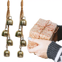 4 clochettes vintage en métal bronze avec corde en chanvre pour décoration de Noël, couronne de porte, maison, fêtes, bricolage et artisanat festif