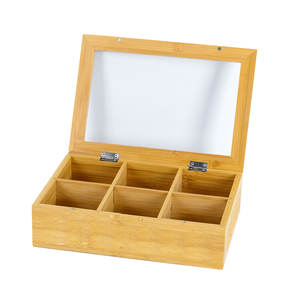 Organizzatore per Bustine di Tè in Bambù Naturale, Porta Bustine di Tè, Contenitore per Tè con Finestra in Acrilico, Regalo Promozionale Ideale - Product Image 3