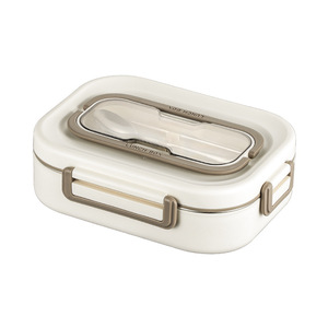 304 Stainless Steel Lunch <b>Box</b> <b>Small</b> White Compartmentalized With Lid For Travel Meal <b>Storage</b> - Product Image 2