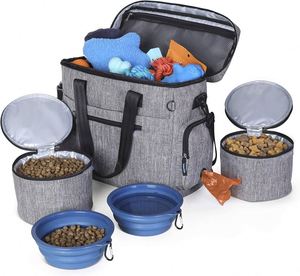 Sac de transport pour chien BSCI Factory Dog Travel Sling Bag avec fonction pop-up par Lucky Tail, ensemble comprenant un sac de voyage pour animaux de compagnie et un organisateur d'accessoires, 2 compartiments pliables - Product Image 1