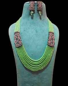 Fabricant indien 6 couches femmes plaqué or Bollywood Kundan Style ethnique mariage fiançailles perle Mala collier ensembles - Product Image 4