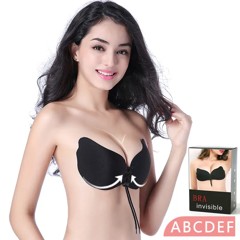 Reggiseno appiccicoso senza spalline senza spalline con ala riutilizzabile impermeabile di vendita caldo reggiseno push-up push-up in silicone invisibile