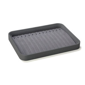 Bandeja de exhibición de joyas gris de lujo, organizador de microfibra para pendientes y joyas, bandeja de exhibición de joyas - Product Image 2