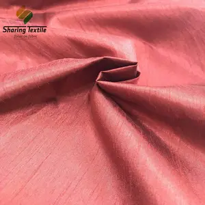 30D * 160D Nylon Polyester Melange Hai Tông Màu Dichromatic Bamboo Slub Dupion Shantung Vải Lụa Cho Rèm Đệm Gối Vải