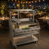Barbecue Santa Maria Grill moderne en acier inoxydable de qualité supérieure, station de barbecue professionnelle au charbon de bois avec grille à hauteur réglable