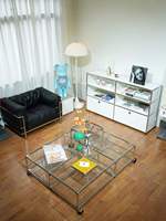 Meuble TV modulaire moderne en acier inoxydable, meuble de rangement multifonctionnel pliable pour salon et chambre