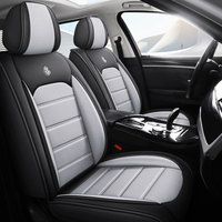 Fundas de Asiento de Coche Universales de Cuero Rexine Gris Clásico y Negro Marcan, Juego Completo de 10 Piezas para Todas las Estaciones, para Nissan