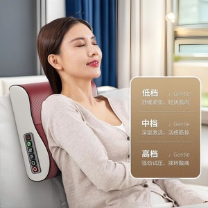 Coussin de massage pour le cou, le dos, la taille et les jambes, rechargeable, thérapie thermique infrarouge, massage par pétrissage, cuir PU, rouge, bleu - Product Image 1