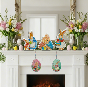 2026 वसंत ईस्टर बनी सजावट लकड़ी के लटकाने वाले खरगोश के गहने पास्कोआ उपहार अवकाश पार्टी राल शिल्प आपूर्ति - Product Image 5