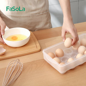FaSoLa Porte-Oeufs Couvert <span class=keywords><strong>pour</strong></span> Réfrigérateur Conteneur De Stockage Plateau À Oeufs En Plastique Transporteur Deviled 15 Oeufs Réfrigérateur Distributeur Portable - Product Image 2