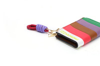 Pasokan Global dompet kustom # ZB497 warna tambal sulam ritsleting ganda merek dompet kulit Pu Rfid dompet wanita 2026