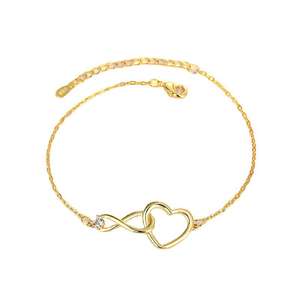 Pulsera Versátil para Mujer, Chapada en Oro de 22k, con un Solo Circonita, Diseño de Corazón Infinito en Forma de 8, Estilo Vintage, Hueca - Product Image 5